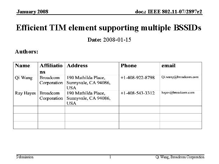 January 2008 doc. : IEEE 802. 11 -07/2897 r 2 Efficient TIM element supporting