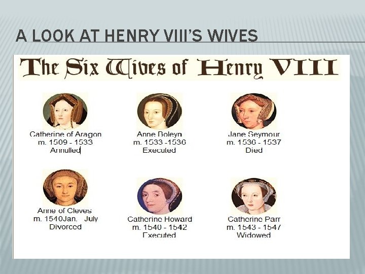 A LOOK AT HENRY VIII’S WIVES 