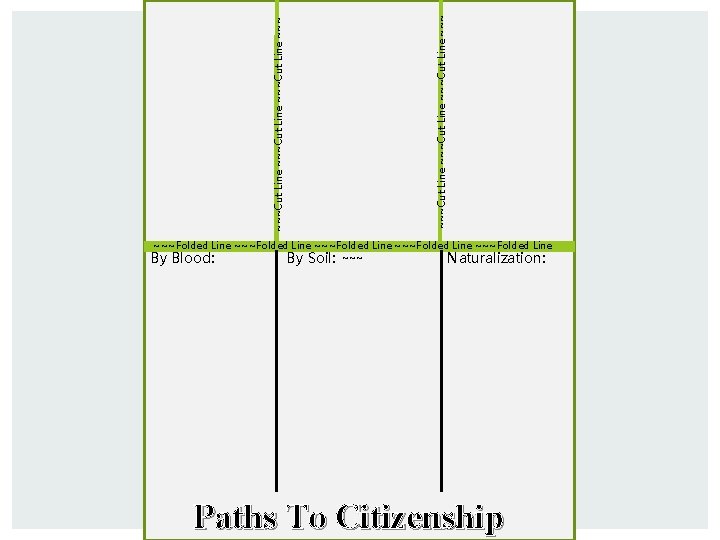 ~~~Cut Line ~~~Cut Line ~~~ ~~~Folded Line ~~~Folded Line By Soil: ~~~ Naturalization: By