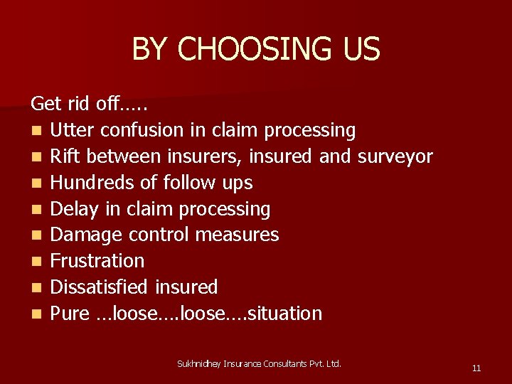 BY CHOOSING US Get rid off…. . n Utter confusion in claim processing n