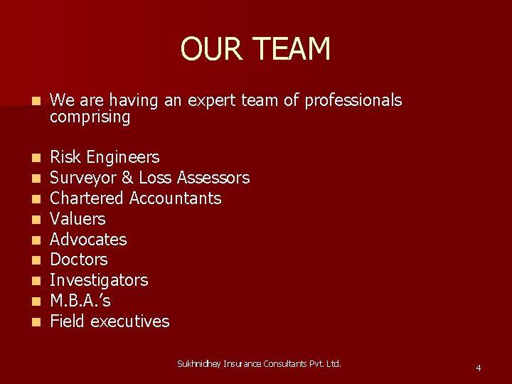 OUR TEAM n We are having an expert team of professionals comprising n n