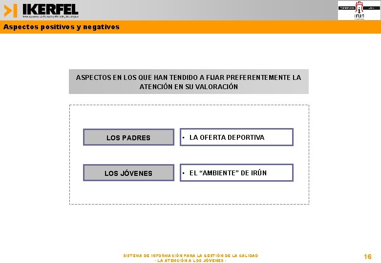 Aspectos positivos y negativos ASPECTOS EN LOS QUE HAN TENDIDO A FIJAR PREFERENTEMENTE LA