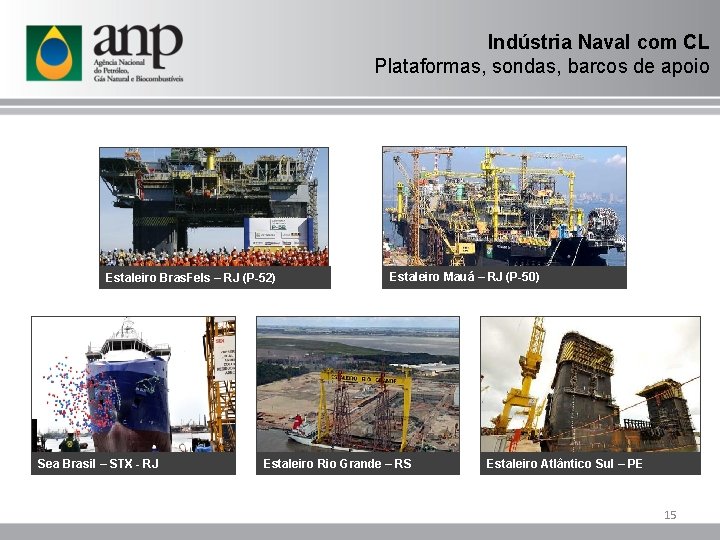 Indústria Naval com CL Plataformas, sondas, barcos de apoio Estaleiro Bras. Fels – RJ