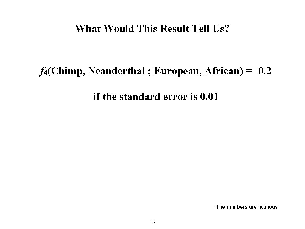 What Would This Result Tell Us? f 4(Chimp, Neanderthal ; European, African) = -0.