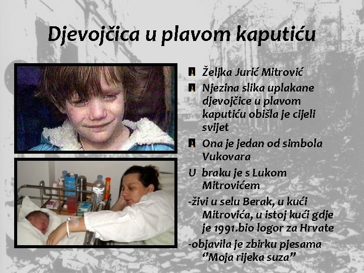 Djevojčica u plavom kaputiću Željka Jurić Mitrović Njezina slika uplakane djevojčice u plavom kaputiću