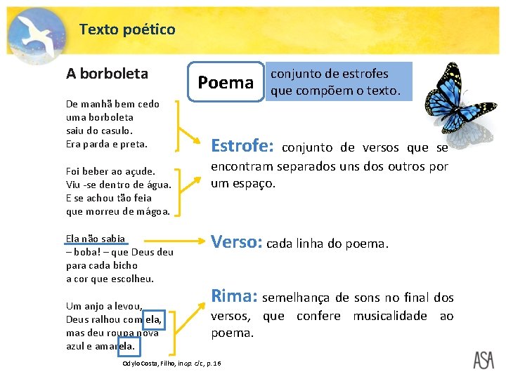 Texto poético A borboleta De manhã bem cedo uma borboleta saiu do casulo. Era