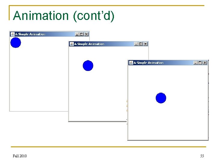 Animation (cont’d) Fall 2010 55 