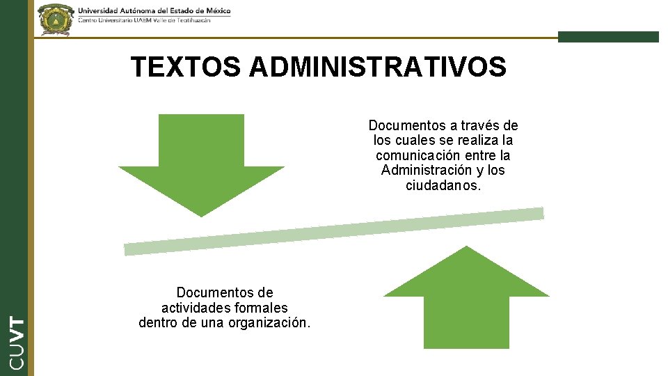 TEXTOS ADMINISTRATIVOS Documentos a través de los cuales se realiza la comunicación entre la