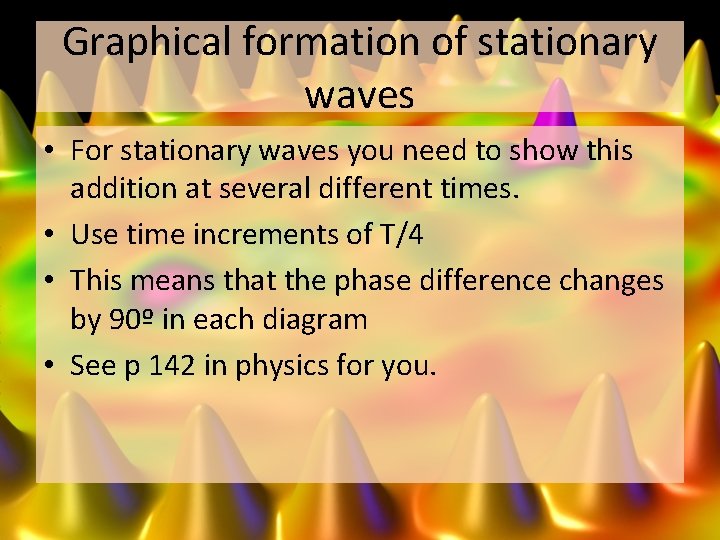 Graphical formation of stationary waves • For stationary waves you need to show this