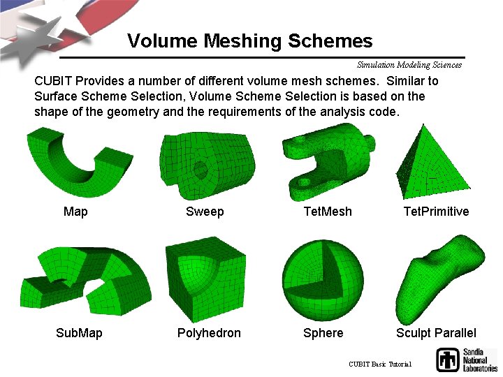 Volume Meshing Schemes Simulation Modeling Sciences CUBIT Provides a number of different volume mesh