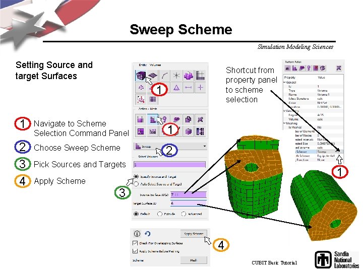 Sweep Scheme Simulation Modeling Sciences Setting Source and target Surfaces Shortcut from property panel