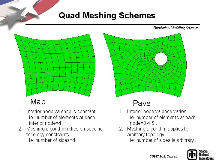 Quad Meshing Schemes Simulation Modeling Sciences Map 1. Interior node valence is constant. ie.