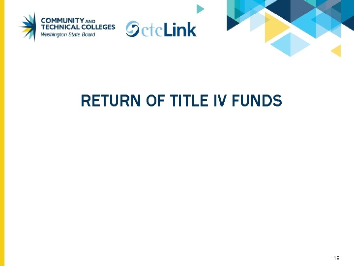 RETURN OF TITLE IV FUNDS 19 