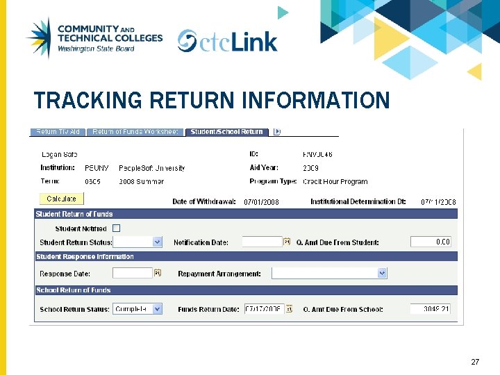 TRACKING RETURN INFORMATION 27 