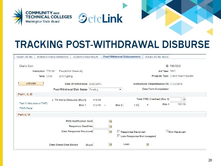 TRACKING POST-WITHDRAWAL DISBURSE 28 