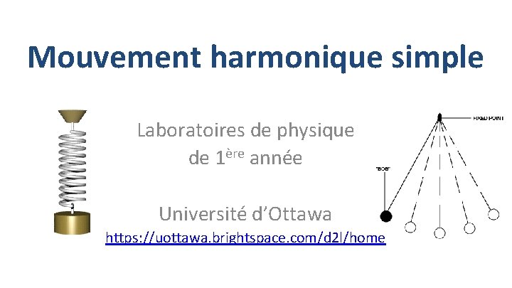 Mouvement harmonique simple Laboratoires de physique de 1ère année Université d’Ottawa https: //uottawa. brightspace.