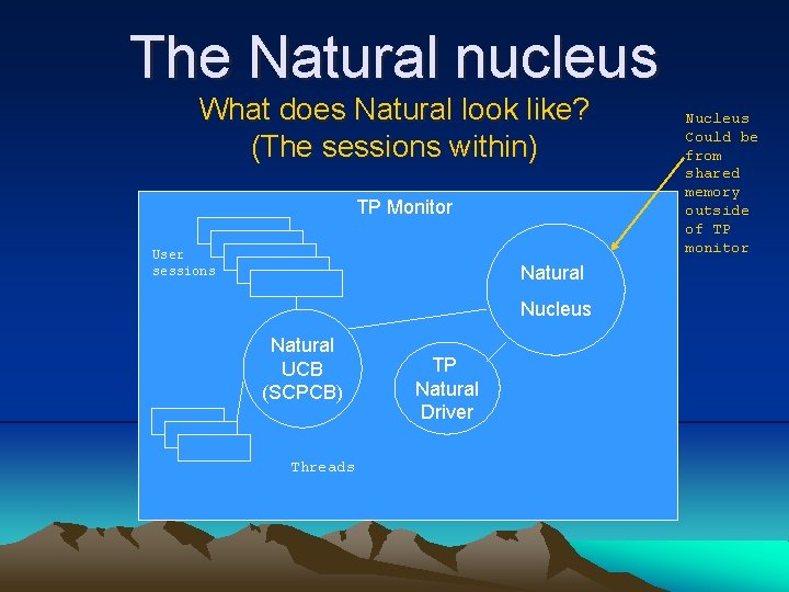 The Natural nucleus What does Natural look like? (The sessions within) TP Monitor User