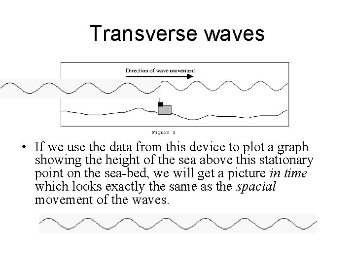 Transverse waves • If we use the data from this device to plot a