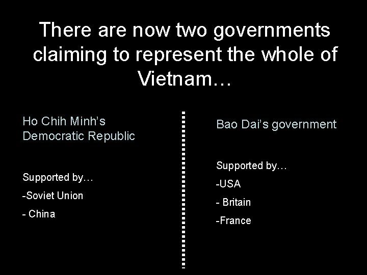 There are now two governments claiming to represent the whole of Vietnam… Ho Chih