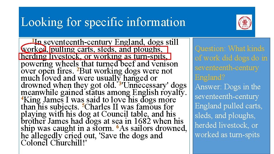 Looking for specific information 1 In seventeenth-century England, dogs still worked, pulling carts, sleds,