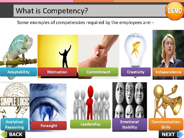 What is Competency? Some examples of competencies required by the employees are: - Adaptability