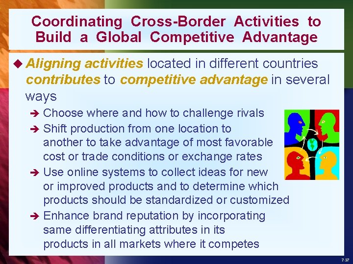 Coordinating Cross-Border Activities to Build a Global Competitive Advantage u Aligning activities located in