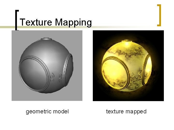 Texture Mapping geometric model texture mapped 