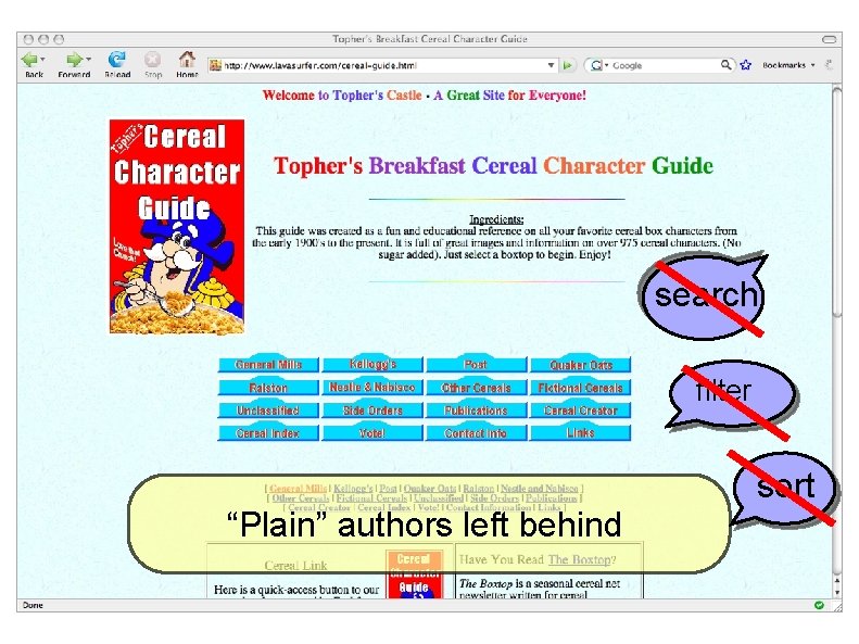 search filter “Plain” authors left behind sort 