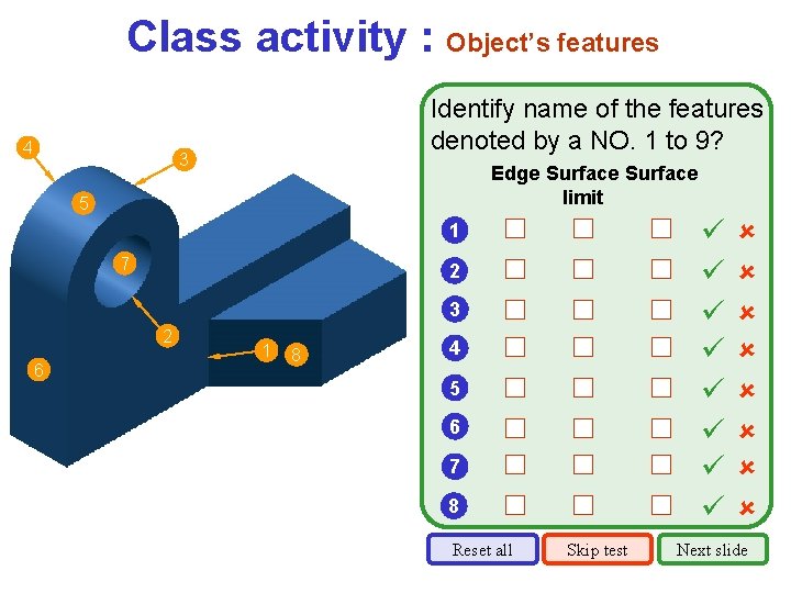 Class activity : Object’s features 4 Identify name of the features denoted by a