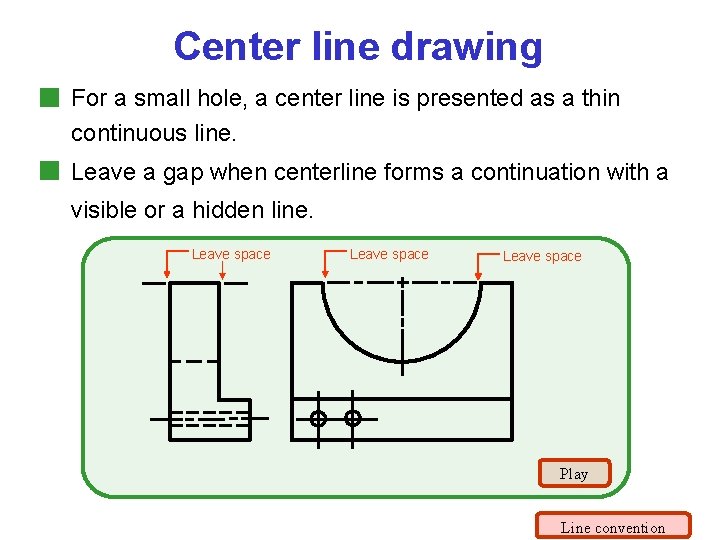 Center line drawing For a small hole, a center line is presented as a Center line drawing For a small hole, a center line is presented as a