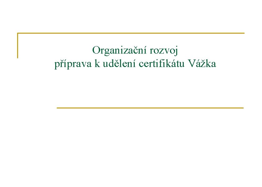 Organizační rozvoj příprava k udělení certifikátu Vážka 