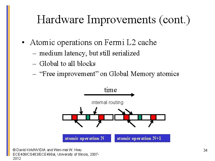 Hardware Improvements (cont. ) • Atomic operations on Fermi L 2 cache – medium