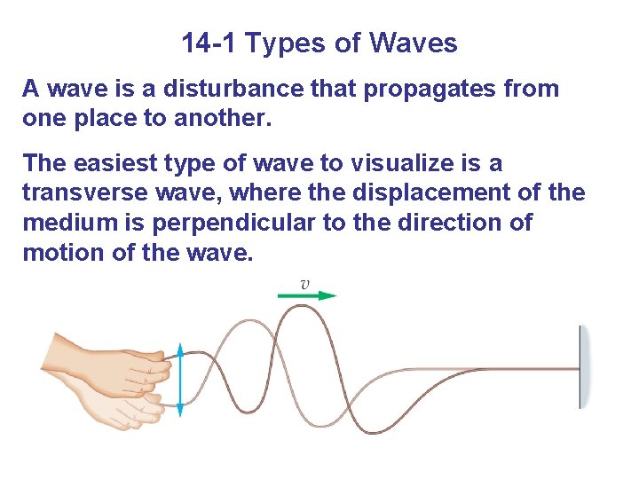 14 -1 Types of Waves A wave is a disturbance that propagates from one
