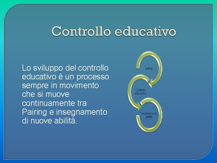 Lo sviluppo del controllo educativo è un processo sempre in movimento che si muove