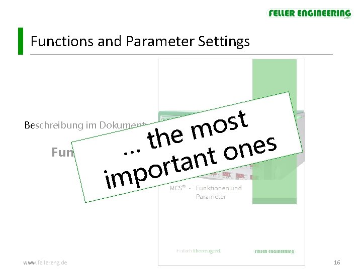 Functions and Parameter Settings t s o m e h t s e Funktionen Functions and Parameter Settings t s o m e h t s e Funktionen