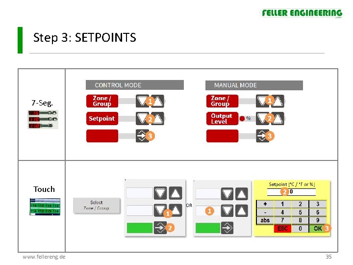 Step 3: SETPOINTS 7 -Seg. Touch www. fellereng. de 35 Step 3: SETPOINTS 7 -Seg. Touch www. fellereng. de 35