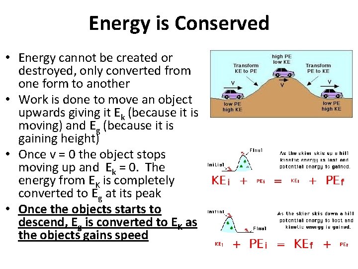 Energy is Conserved • Energy cannot be created or destroyed, only converted from one