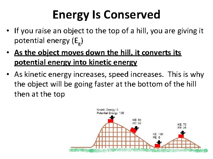 Energy Is Conserved • If you raise an object to the top of a