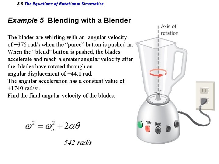 8. 3 The Equations of Rotational Kinematics Example 5 Blending with a Blender The