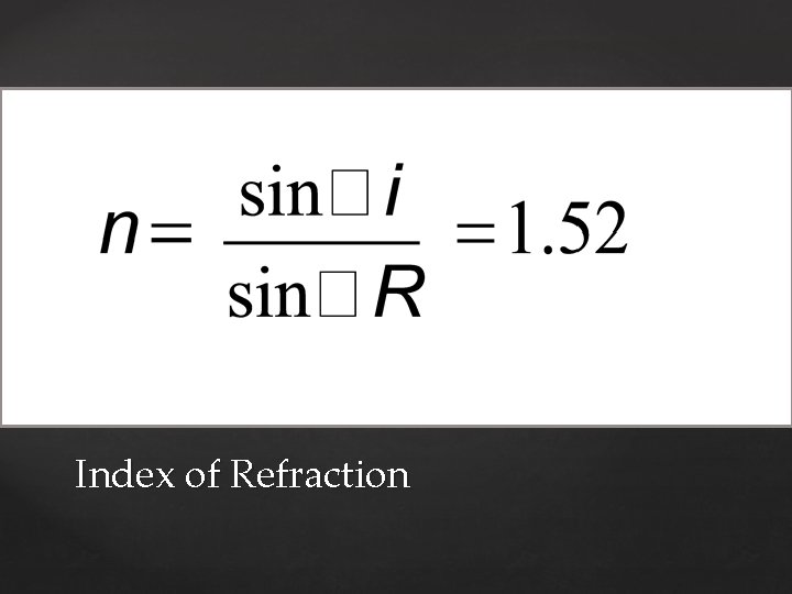 Index of Refraction 