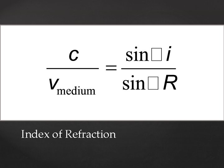 Index of Refraction 