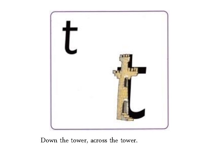 Down the tower, across the tower. 