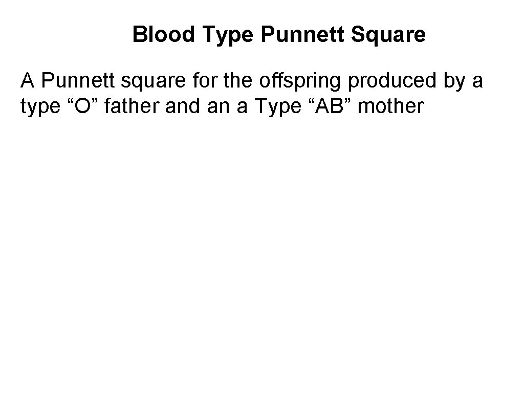 Blood Type Punnett Square A Punnett square for the offspring produced by a type