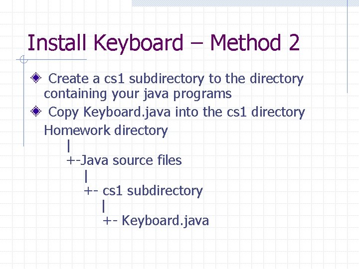 Install Keyboard – Method 2 Create a cs 1 subdirectory to the directory containing
