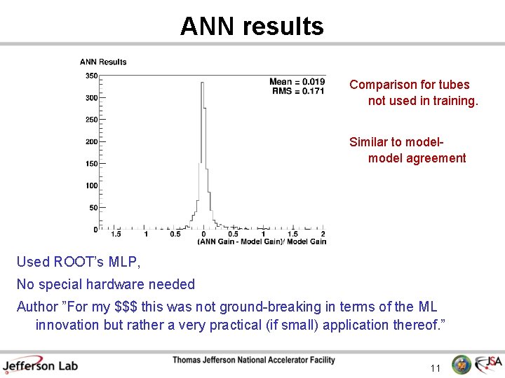 ANN results Comparison for tubes not used in training. Similar to model agreement Used