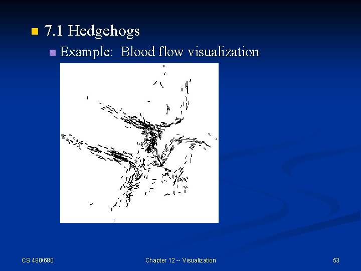 n 7. 1 Hedgehogs n CS 480/680 Example: Blood flow visualization Chapter 12 --