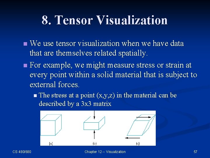 8. Tensor Visualization We use tensor visualization when we have data that are themselves