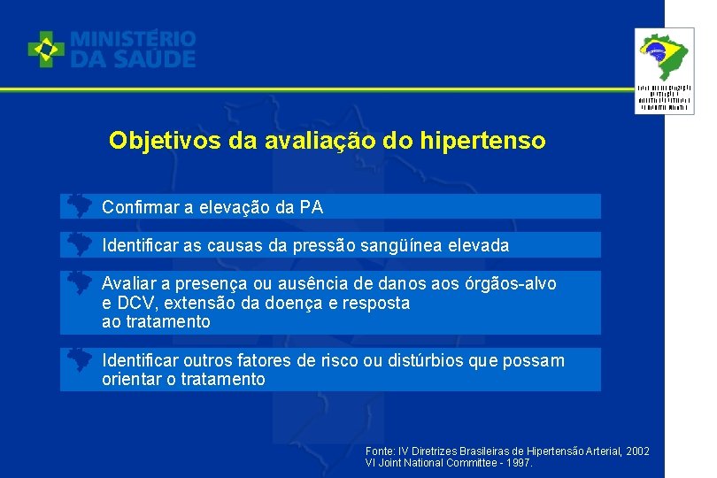 PLANO DE REORGANIZAÇÃO DA ATENÇÃO À HIPERTENSÃO ARTERIAL E AO DIABETES MELLITUS Objetivos da