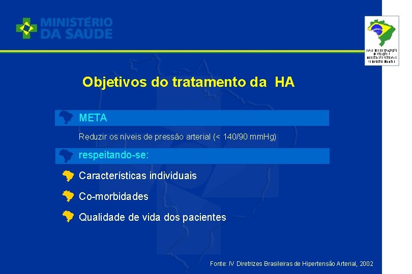 PLANO DE REORGANIZAÇÃO DA ATENÇÃO À HIPERTENSÃO ARTERIAL E AO DIABETES MELLITUS Objetivos do