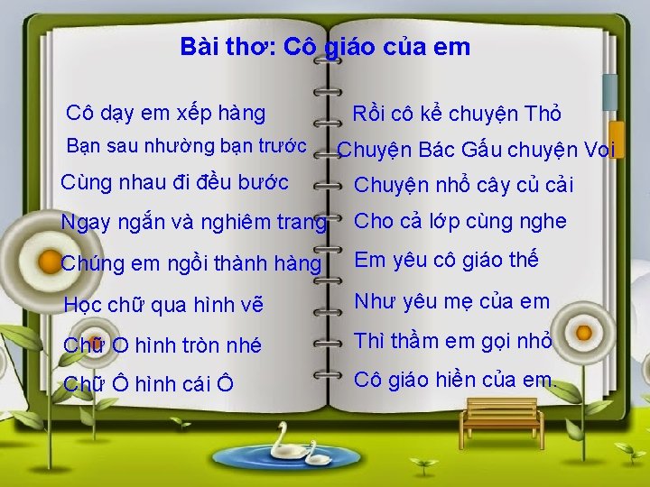 Bài thơ: Cô giáo của em Cô dạy em xếp hàng Bạn sau nhường